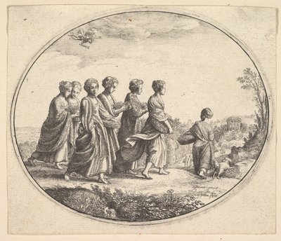 Aglaura Mercury és Herse lányai, kb. 1646. alkotó: Wenceslaus Hollar