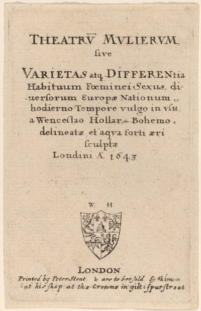 A Nők Színháza: Címlap alkotó: Wenceslaus Hollar
