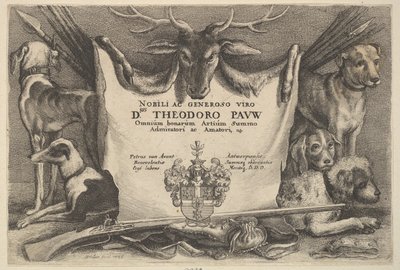 Címlap vadászkutyákkal és vadászfelszereléssel, 1646. alkotó: Wenceslaus Hollar