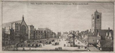 Kilátás Londonra: New Palace Yard, Westminster Hall és az Óraház, 1647. alkotó: Wenceslaus Hollar