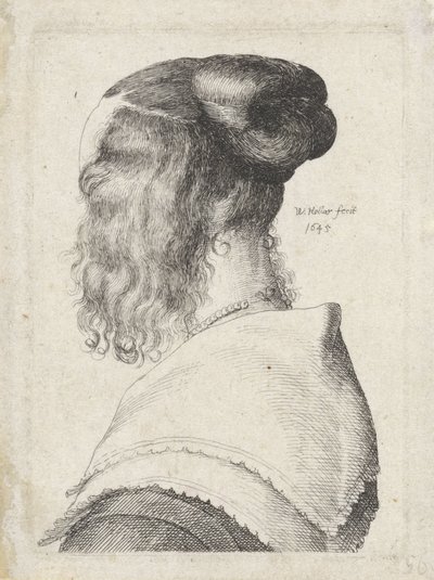 Felhúzott hajú nő, hátulról nézve ferdén alkotó: Wenceslaus Hollar