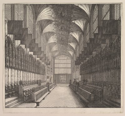 Windsori kastély, St. Georges kápolna, kórus, 1663. alkotó: Wenceslaus Hollar