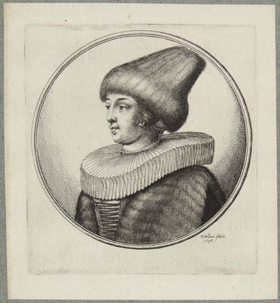 Nő hegyes prémes sapkában alkotó: Wenceslaus Hollar