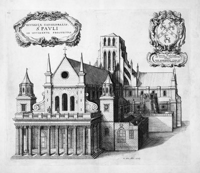 Nyomat; rézkarc - A Szent Pál-székesegyház nyugat felől alkotó: Wenceslaus Hollar