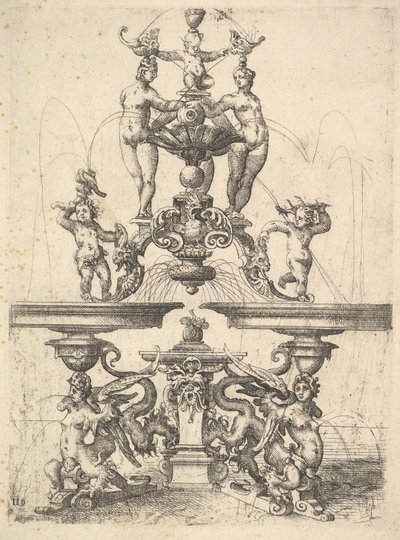 Szökőkút terve, 119-es tábla, Dietterlin Architectura, 1598. alkotó: Wendel Dietterlin the Elder