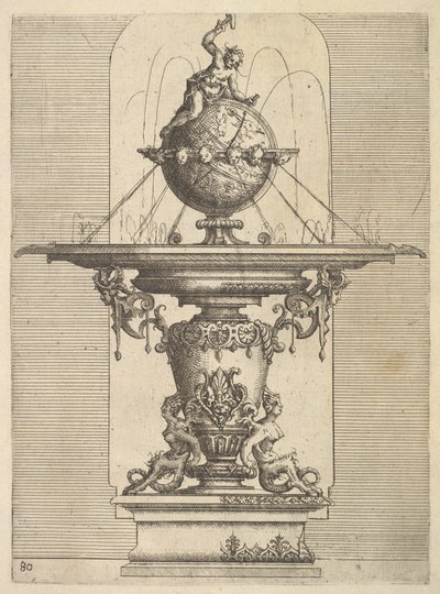Szökőkút terve, 80-as tábla, Dietterlin Architettura, 1598. alkotó: Wendel Dietterlin the Elder