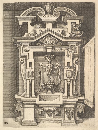 Lavabo terv, 85. tábla a Dietterlins Architectura cégtől, 1598. alkotó: Wendel Dietterlin the Elder
