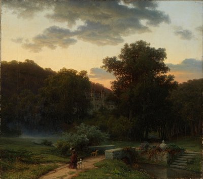 Német kastélypark naplementekor alkotó: Werner Holmberg