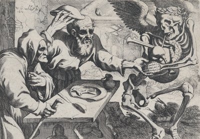 Öreg pár és a halál dudával, 1612. alkotó: Werner Jacobsz. van den Valckert