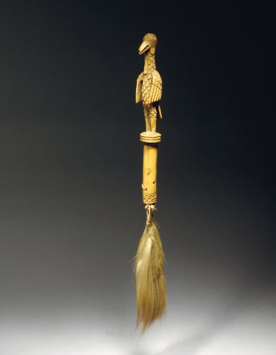 Fly-whisk, Benin (elefántcsont és lószőr) alkotó: West African School