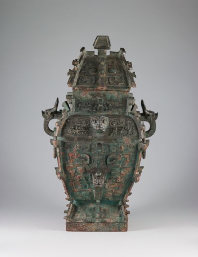 Fedeles borosedény (fang lei) zoomorf maszkokkal és állatfejes fogantyúkkal, Kr. e. 11. század vége (bronz) alkotó: Western Zhou Dynasty Chinese School