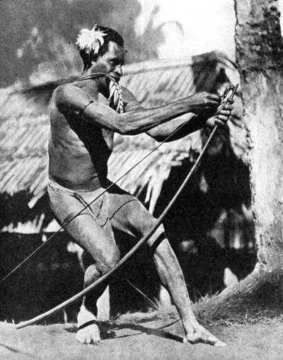 Egy vadász, aki megfűzi az íját, 1936. alkotó: Wide World Photos