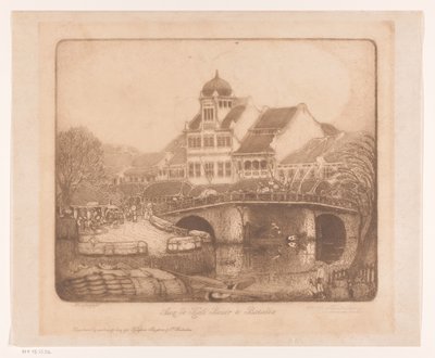 Aan de Kali Besar te Batavia (eredeti cím a tárgyon) alkotó: Wijnand Otto Jan Nieuwenkamp (signed by artist)