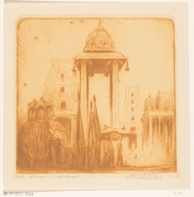 Egy templom belső udvara Brit-Indiában A templomban (eredeti cím) alkotó: Wijnand Otto Jan Nieuwenkamp (signed by artist)