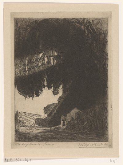 Kínai kápolna Semarang közelében, Jáván Istentiszteleti hely (eredeti cím) alkotó: Wijnand Otto Jan Nieuwenkamp (signed by artist)