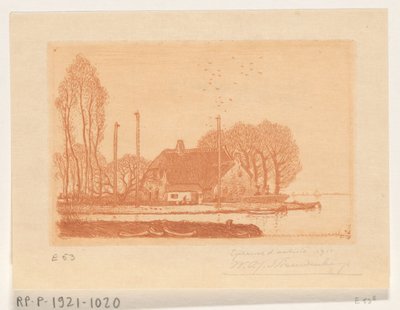 Ház a vízen Oude Weteringben De Oude Wetering (eredeti cím) alkotó: Wijnand Otto Jan Nieuwenkamp (signed by artist)