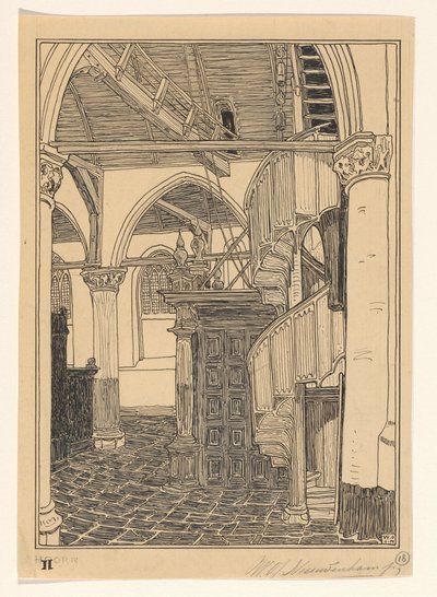 A hoorni Noorderkerk belseje alkotó: Wijnand Otto Jan Nieuwenkamp (signed by artist)