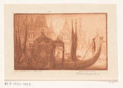 Sétahajó a Gangeszben Benaresben Vad vitorlázás, Benares (eredeti cím) alkotó: Wijnand Otto Jan Nieuwenkamp (signed by artist)