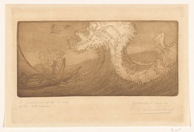 Halászok a tengeren és a halálon Az utazó és a halál (eredeti cím) Le Pecheur et la Mort (cím a tárgyon) alkotó: Wijnand Otto Jan Nieuwenkamp (signed by artist)