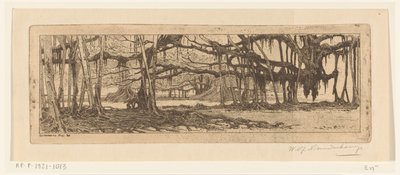 Waringin fák egy kertben Buitenzorgban A buitenzorgi kertben (eredeti cím) alkotó: Wijnand Otto Jan Nieuwenkamp (signed by artist)