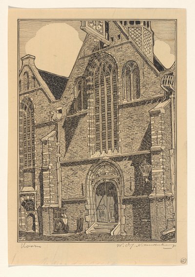 Hoorn-i Noorderkerk nyugati homlokzata alkotó: Wijnand Otto Jan Nieuwenkamp (signed by artist)