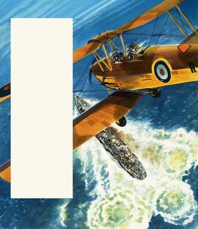 Egy Tiger Moth járőrözik a brit partoknál a II. világháború alatt. alkotó: Wilf (20th century) Hardy