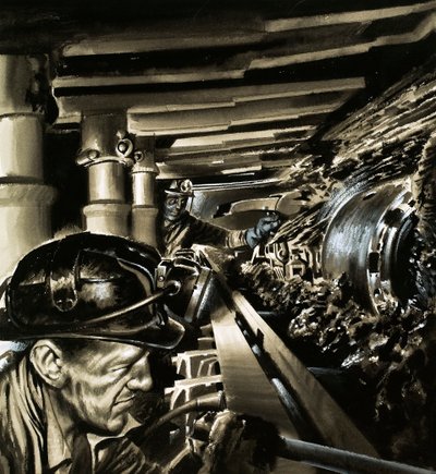 Szénbányászat (gouache, papír) alkotó: Wilf (20th century) Hardy
