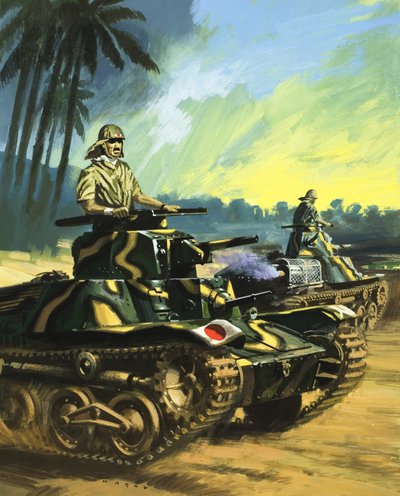 Japán tankok (gouache, papír) alkotó: Wilf (20th century) Hardy