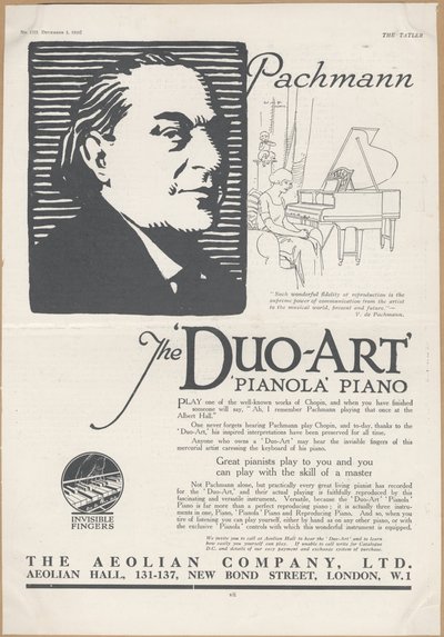 Aeolian Company Pianolas, 1924 alkotó: Wilfred Fryer