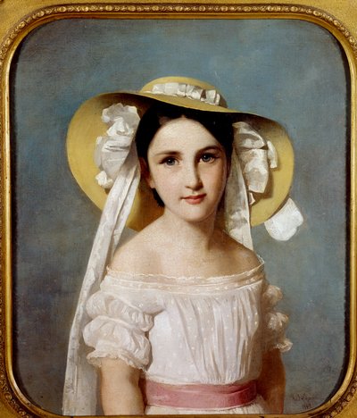 Emily Leo kisasszony portréja. Egy fiatal lány portréja. Whilem Lehmann (1819-1905) festménye alkotó: Wilhelm Auguste Rudolf Lehmann