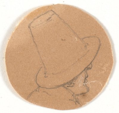 Férfi fej cilinderrel. Profil a jobb oldalon alkotó: Wilhelm Bendz