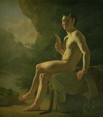 Fiatal Pan egy barlangban. Modell figura alkotó: Wilhelm Bendz