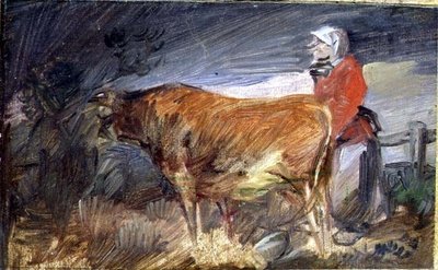 Nő és egy tehén a tájon alkotó: Wilhelm Busch