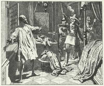 Albrecht von Wallenstein, a Szent Római Birodalom hadseregének cseh tábornokának meggyilkolása a harmincéves háborúban alkotó: Wilhelm Camphausen