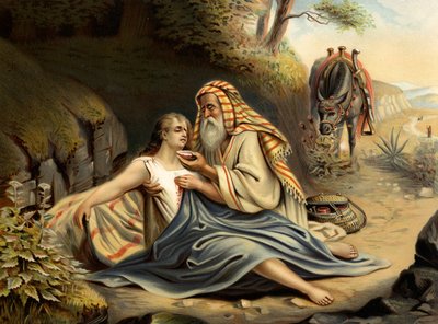 Az irgalmas szamaritánus (színes litó) alkotó: Wilhelm Ebbinghaus