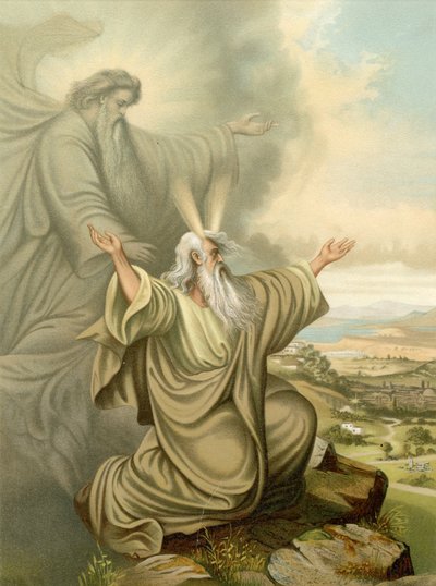 Az Úr megmutatja Mózesnek az ígéret földjét (színes litho) alkotó: Wilhelm Ebbinghaus