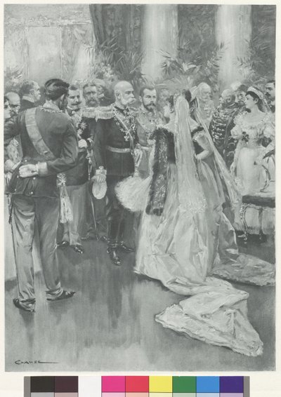 I. Ferenc József császár és II. Miklós cár Péterváron a nagy díszvacsora után alkotó: Wilhelm Gause