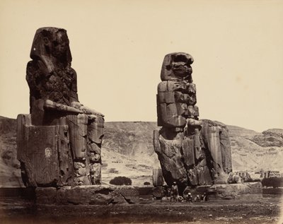 Memnon-kolosszusok Thébában, 1859 körül (fotó) alkotó: Wilhelm Hammerschmidt