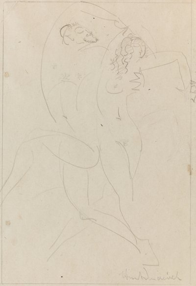 Nimfa és szatír, 1915 körül (grafit, papír) alkotó: Wilhelm Hunt Diederich