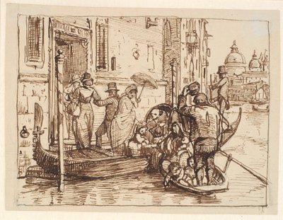 Leszállás egy libegőről a Canal Grande-ban Velencében. A háttérben Santa Marie delle Salute alkotó: Wilhelm Marstrand