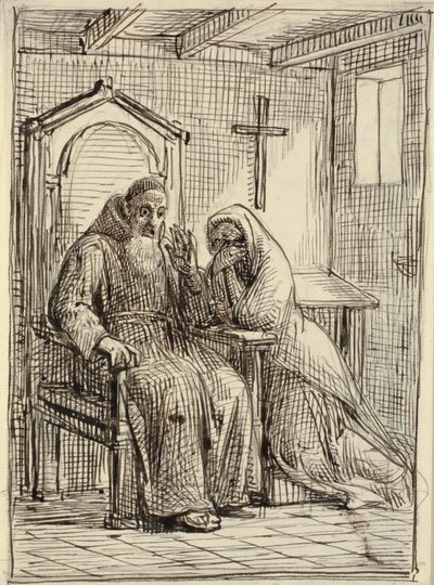 A rémült gyóntató alkotó: Wilhelm Marstrand