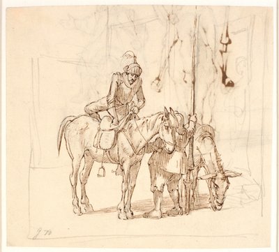 Don Quijote felszáll a lovára alkotó: Wilhelm Marstrand