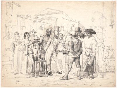 Egy sarlatán fényes feketét árul, Róma alkotó: Wilhelm Marstrand