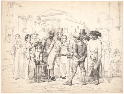 Egy sarlatán fényes feketét árul, Róma alkotó: Wilhelm Marstrand