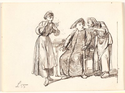 Egy öregasszony beszélget egy pappal, t.v. fiatal nő alkotó: Wilhelm Marstrand