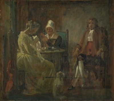 Az udvarló látogatása. Holberg korabeli öltönyök alkotó: Wilhelm Marstrand