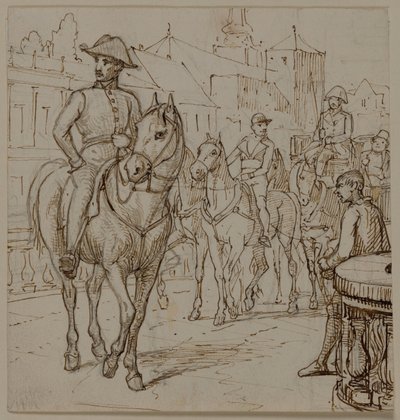 Négyes fogatú kocsi kalapos, testes úrral alkotó: Wilhelm Marstrand
