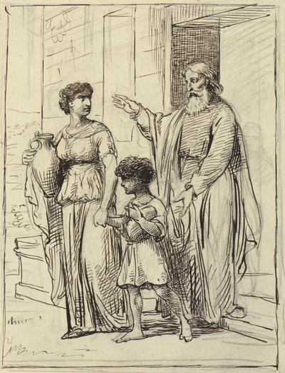 Hágár és Izmael elhagyja Ábrahámot alkotó: Wilhelm Marstrand