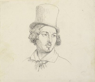 Férfi feje cilinderrel alkotó: Wilhelm Marstrand