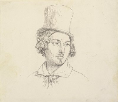 Férfi feje cilinderrel alkotó: Wilhelm Marstrand